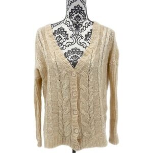 Pink Rose Premium Women's Cable Knit Button Down Cardigan Sweater